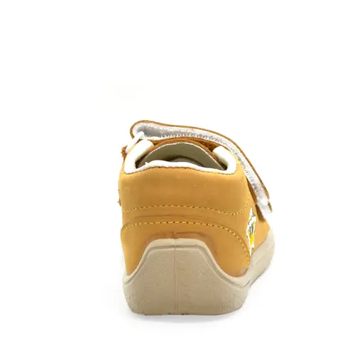 Pantofi din piele naturala, talpla flexibila, galben mustar, steluta, Bar3foot- 5907813974243-Bar3foot