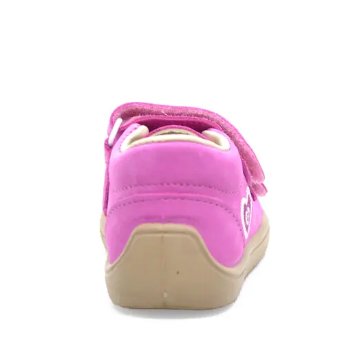 Pantofi din piele naturala, talpla flexibila, roz, inima, Bar3foot- 5907813974366-Bar3foot