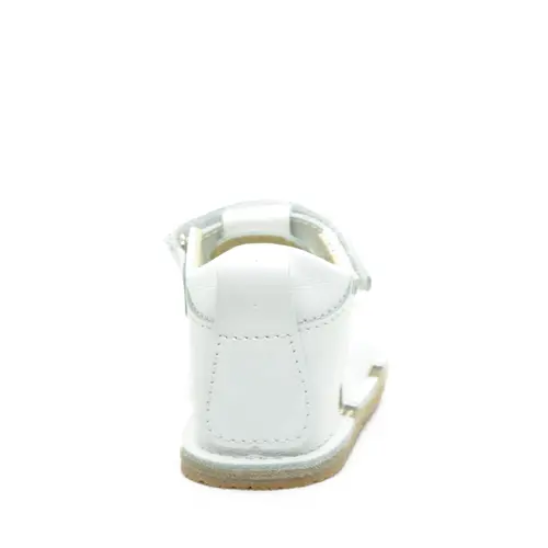 Sandale copii, barefoot, primii pasi, piele naturala, talpa flexibila, inchidere cu scai, alb- RO-100-7-23-By Pebebe