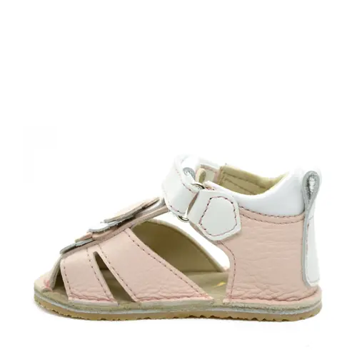 Sandale fete din piele naturala cu talpa flexibila, roz - alb- RO-113-1-23-By Pebebe Sandale fete din piele naturala cu talpa flexibila, roz - alb- RO-113-1-23-By Pebebe
