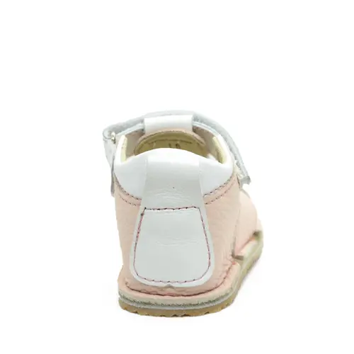 Sandale fete din piele naturala cu talpa flexibila, roz - alb- RO-113-1-23-By Pebebe Sandale fete din piele naturala cu talpa flexibila, roz - alb- RO-113-1-23-By Pebebe