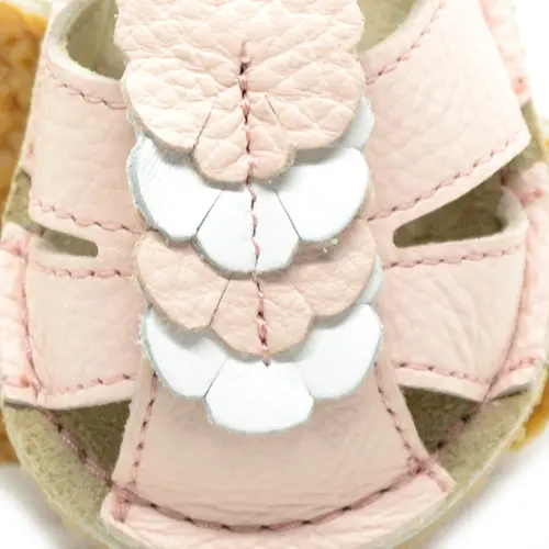 Sandale fete din piele naturala cu talpa flexibila, roz - alb- RO-113-1-23-By Pebebe Sandale fete din piele naturala cu talpa flexibila, roz - alb- RO-113-1-23-By Pebebe