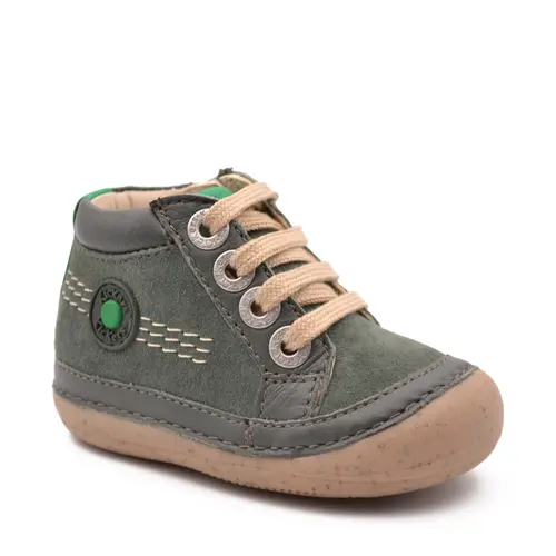 Pantofi Sonistreet, piele naturala si piele intoarsa, talpa flexibila, khaki, Kickers- 928062-10-20-25-Kickers