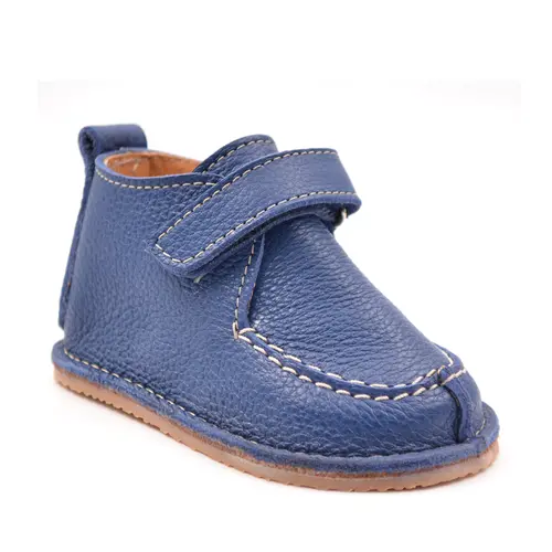 Pantofi din piele naturala pentru copii, talpa cauciuc, scai, Bubu, albastru maya- RO-110-4-23-By Pebebe