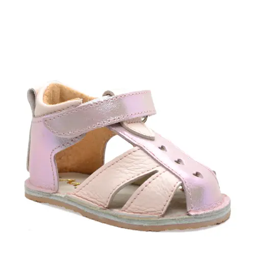 Sandale copii din piele naturala cu talpa flexibila vibram, roz perlat- RO-101-10-23-By Pebebe
