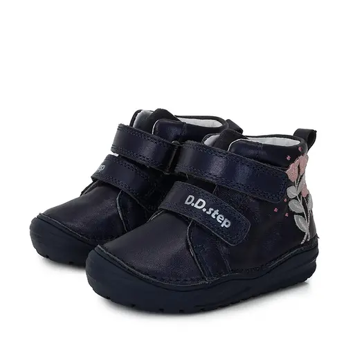 Ghete primii pasi, piele naturala, bleumarin sidef, flori, D.D.Step- A071-310B-25-D.D. Step Ghete primii pasi, piele naturala, bleumarin sidef, flori, D.D.Step- A071-310B-25-D.D. Step