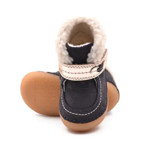 Ghete So Schuss, piele naturala, talpa flexibila, captuseala, bleumarin, Kickers- 909730-10-102-24-Kickers