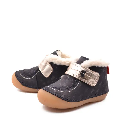 Ghete So Schuss, piele naturala, talpa flexibila, captuseala, bleumarin, Kickers- 909730-10-102-24-Kickers