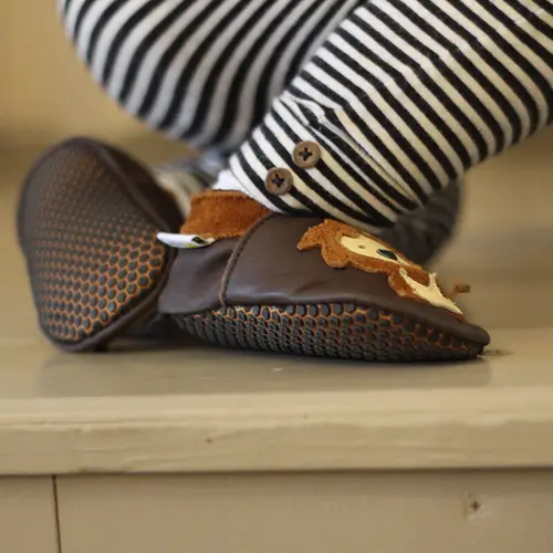 Pantofi de interior din piele naturala, talpa din piele antiderapanta, Protector Lions, Liliputi- 2006001013320-Liliputi