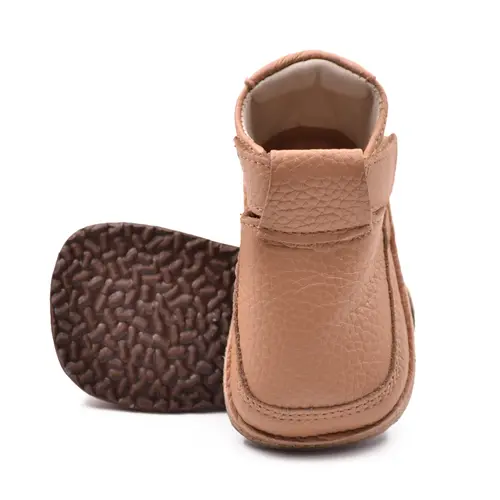 Pantofi din piele moale cu talpa flexibila si captuseala, camel- RO-15-10-24-By Pebebe