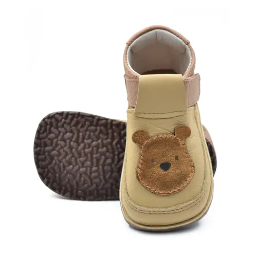 Pantofi barefoot copii, piele naturala, talpa flexibila, ursulet- RO-16-1-24-By Pebebe Pantofi barefoot copii, piele naturala, talpa flexibila, ursulet- RO-16-1-24-By Pebebe