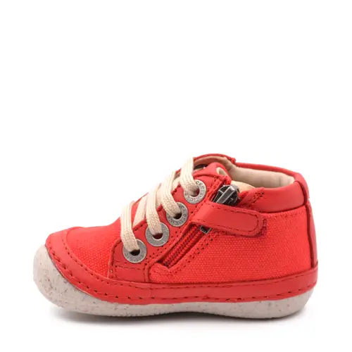 Pantofi Sonistreet, piele naturala si material textil, talpa flexibila, rosu, Kickers- 928060-10-4-25-Kickers Pantofi Sonistreet, piele naturala si material textil, talpa flexibila, rosu, Kickers- 928060-10-4-25-Kickers