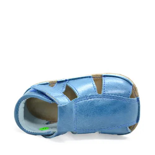 Sandale din piele naturală cu scai și talpă din cauciuc flexibil, denim, LUY- RO-12-1-19-By Pebebe