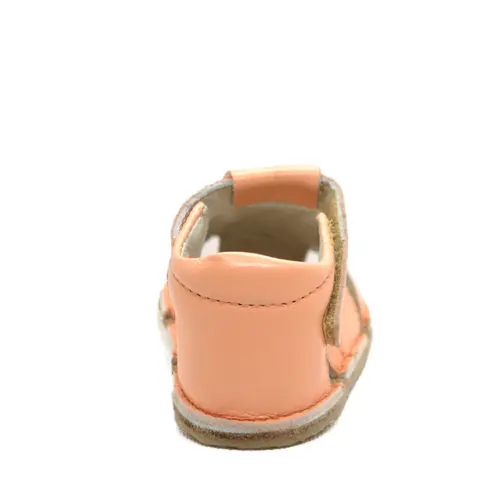 Sandale din piele naturală  cu scai și talpă din cauciuc flexibil, orange, LUY- RO-12-3-19-By Pebebe