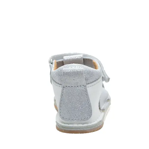 Sandale fete din piele naturala cu talpa flexibila, argintiu- RO-113-4-23-By Pebebe