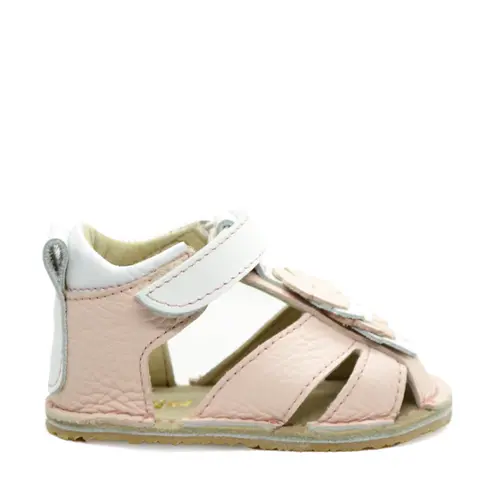 Sandale fete din piele naturala cu talpa flexibila, roz - alb- RO-113-1-23-By Pebebe Sandale fete din piele naturala cu talpa flexibila, roz - alb- RO-113-1-23-By Pebebe