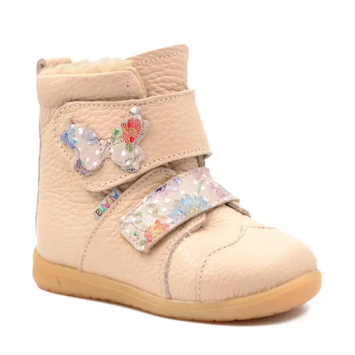 Ghete primii pasi, piele naturala, talpa flexibila, roz, fluturas, Giulia- Ari-200-26-Ariana Baby Shoes