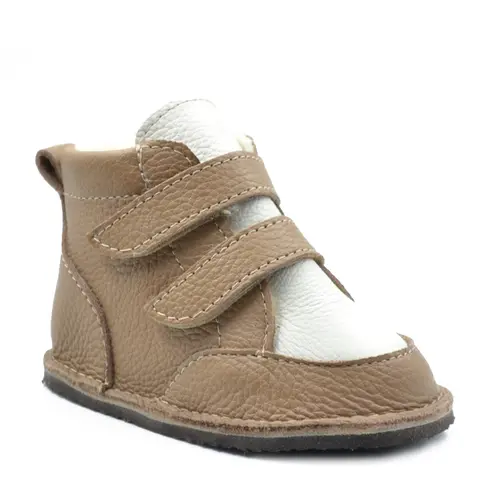 Ghete Barefoot, captuseala din blana, talpa felxibila, maro crem- RO-114-4-24-By Pebebe