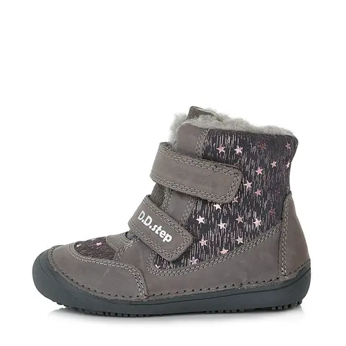 Ghete din piele naturala, captuseala,  gri inchis, stelute, D.D.Step- W063-333M-30-D.D. Step