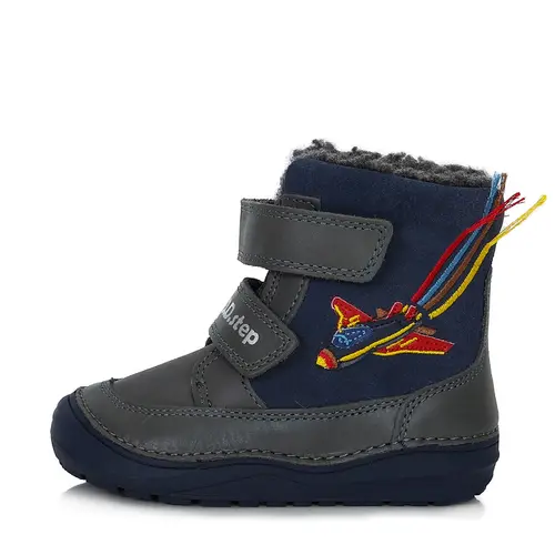Ghete din piele naturala, captuseala din blana, gri, avion, D.D.Step- W071-359-25-D.D. Step