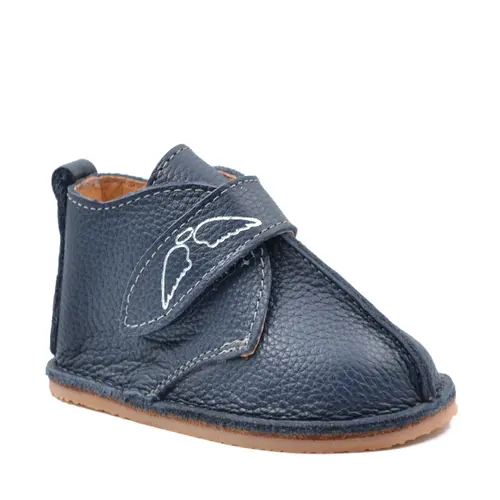 Ghete barefoot copii, piele naturala, talpa flexibila, bleumarin,- RO-104-9-24-By Pebebe