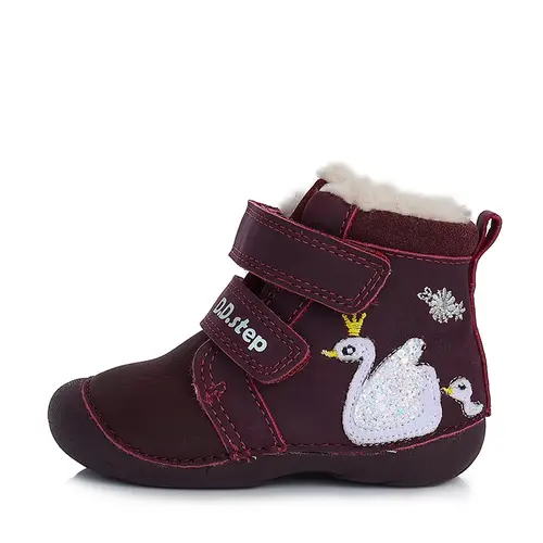 Ghete fete, piele naturala, talpa flexibila, imblanite, grena, lebada, D.D.Step- W015-341-24-D.D. Step