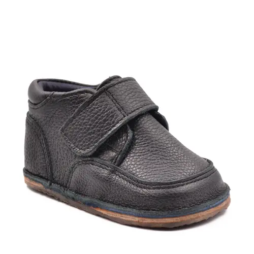 Ghete barefoot copii, din piele naturala cu scai si talpa din cauciuc, negru- RO-14-1-23-By Pebebe