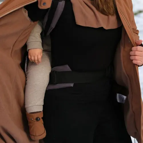 Cizme moi pentru bebelusi cu captuseala micropolara, ajustabile, Liliputi, Caramel - 2006001060812-