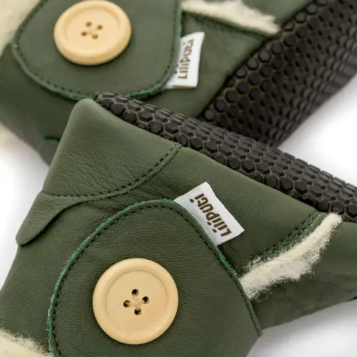 Cizme din piele naturala, talpa din piele antiderapanta, verde, WOODS, Liliputi - 2006001043952-