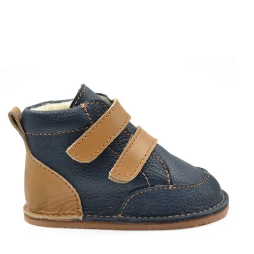 Ghete Barefoot, captuseala din blana, talpa felxibila, bleumarin- RO-114-1-24-By Pebebe