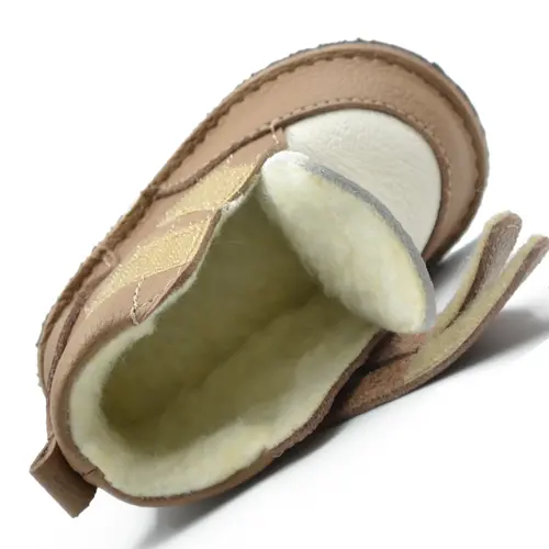 Ghete Barefoot, captuseala din blana, talpa felxibila, maro crem- RO-114-4-24-By Pebebe
