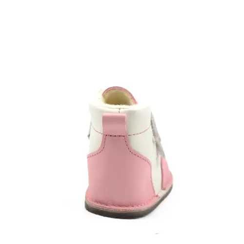 Ghete Barefoot, captuseala din blana, talpa felxibila, roz / alb- RO-114-3-24-By Pebebe