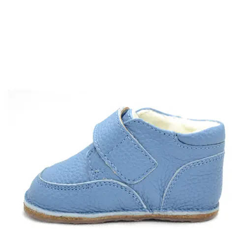 Ghete barefoot copii, din piele naturala cu scai, captuseala textila si talpa din cauciuc, albastru - RO-17-13-23-