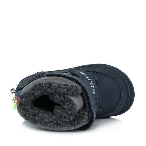 Ghete din piele naturala, captuseala din blana, bleumarin, avion, D.D.Step - W071-359A-25-