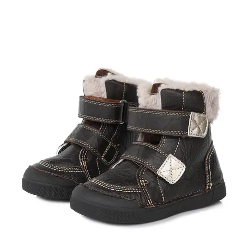 Ghete din piele naturala, captuseala din blana, maro, D.D.Step - W068-394BM-28-D.D. Step