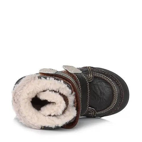 Ghete din piele naturala, captuseala din blana, maro, D.D.Step - W068-394BM-28-D.D. Step