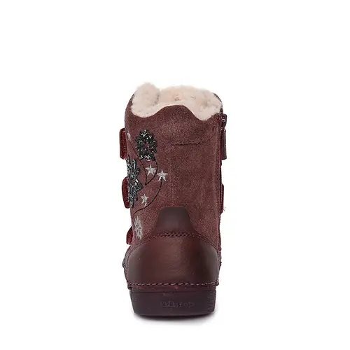 Ghete din piele naturala, captuseala,  grena, stelute, D.D.Step - W068-345AM-30-