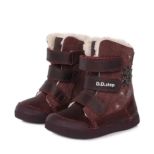 Ghete din piele naturala, captuseala,  grena, stelute, D.D.Step - W068-345AM-30-