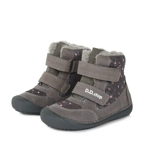 Ghete din piele naturala, captuseala,  gri inchis, stelute, D.D.Step- W063-333M-30-D.D. Step Ghete din piele naturala, captuseala,  gri inchis, stelute, D.D.Step- W063-333M-30-D.D. Step
