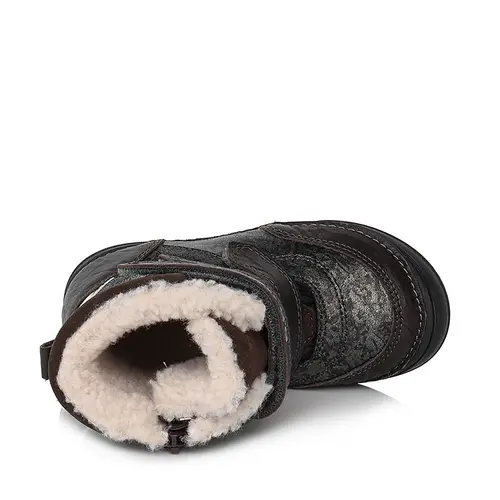 Ghete din piele naturala, captuseala,  maro inchis, imprimeu, D.D.Step - W078-392AL-36-