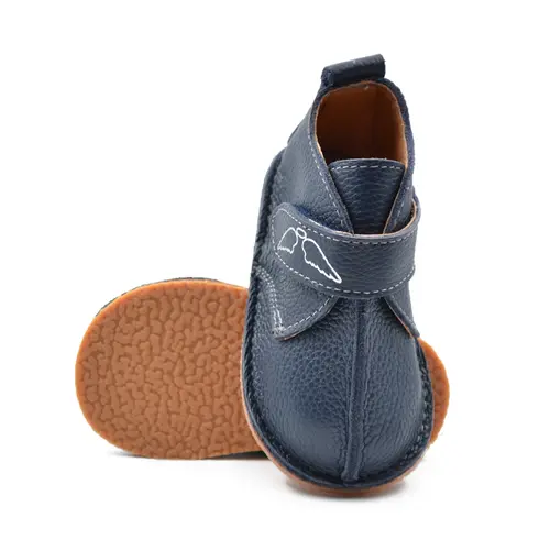 Ghete barefoot copii, piele naturala, talpa flexibila, bleumarin, - RO-104-9-24-