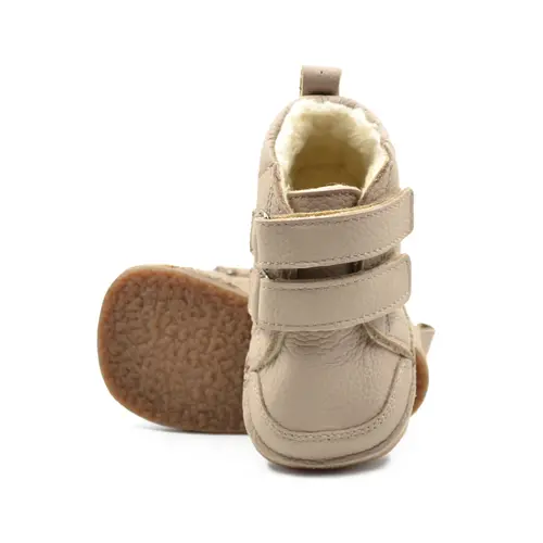Ghete primii pasi, piele naturala, captuseala din blanita, talpa felxibila, bej - RO-22-16-24-