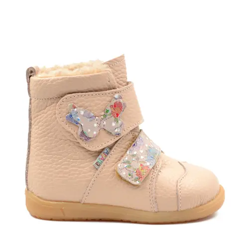 Ghete primii pasi, piele naturala, talpa flexibila, roz, fluturas, Giulia - Ari-200-26-