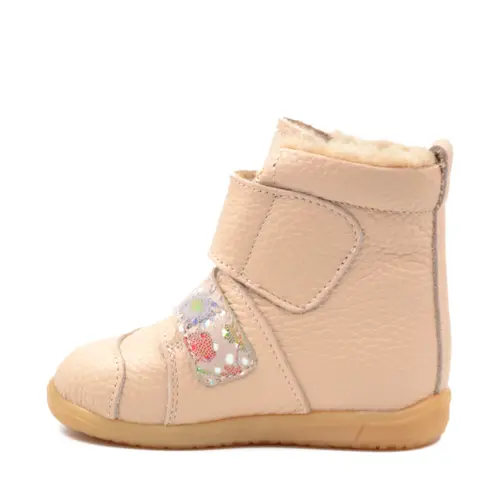 Ghete primii pasi, piele naturala, talpa flexibila, roz, fluturas, Giulia - Ari-200-26-