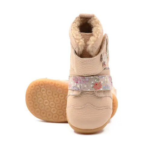 Ghete primii pasi, piele naturala, talpa flexibila, roz, fluturas, Giulia - Ari-200-26-