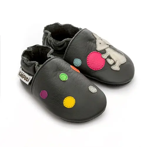 Pantofi de interior din piele naturala, talpa din piele antiderapanta, Little Mouse, Liliputi- 2006001014143-Liliputi