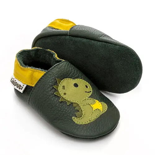 Pantofi de interior din piele naturala, talpa din piele intoarsa, Dino, Liliputi- 2006001014273-Liliputi