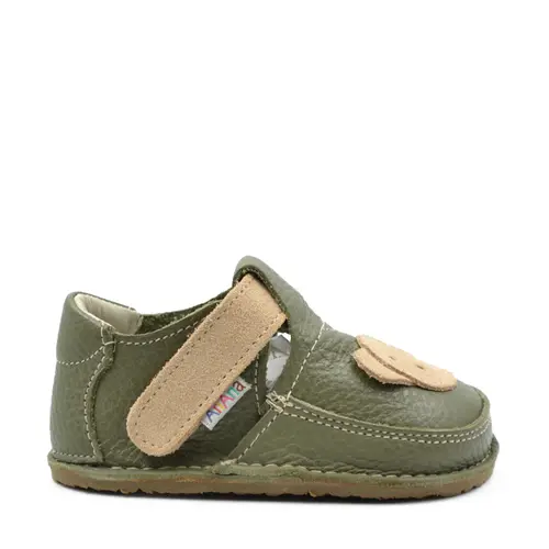Pantofi barefoot, primii pasi, piele naturala, talpa flexibila, verde, ursulet, Greer- Ari-004-16-Ariana Baby Shoes