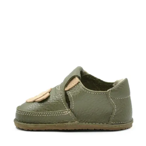 Pantofi barefoot, primii pasi, piele naturala, talpa flexibila, verde, ursulet, Greer- Ari-004-16-Ariana Baby Shoes