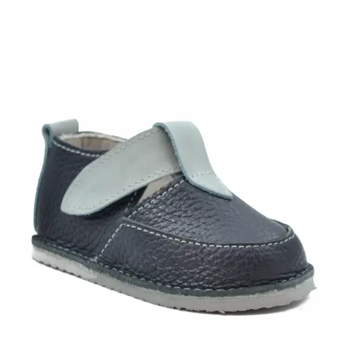 Pantofi baieti, barefoot, primii pasi, talpa flexibila, bleumarin cu bleu, Miki- RO-301-5-24-By Pebebe